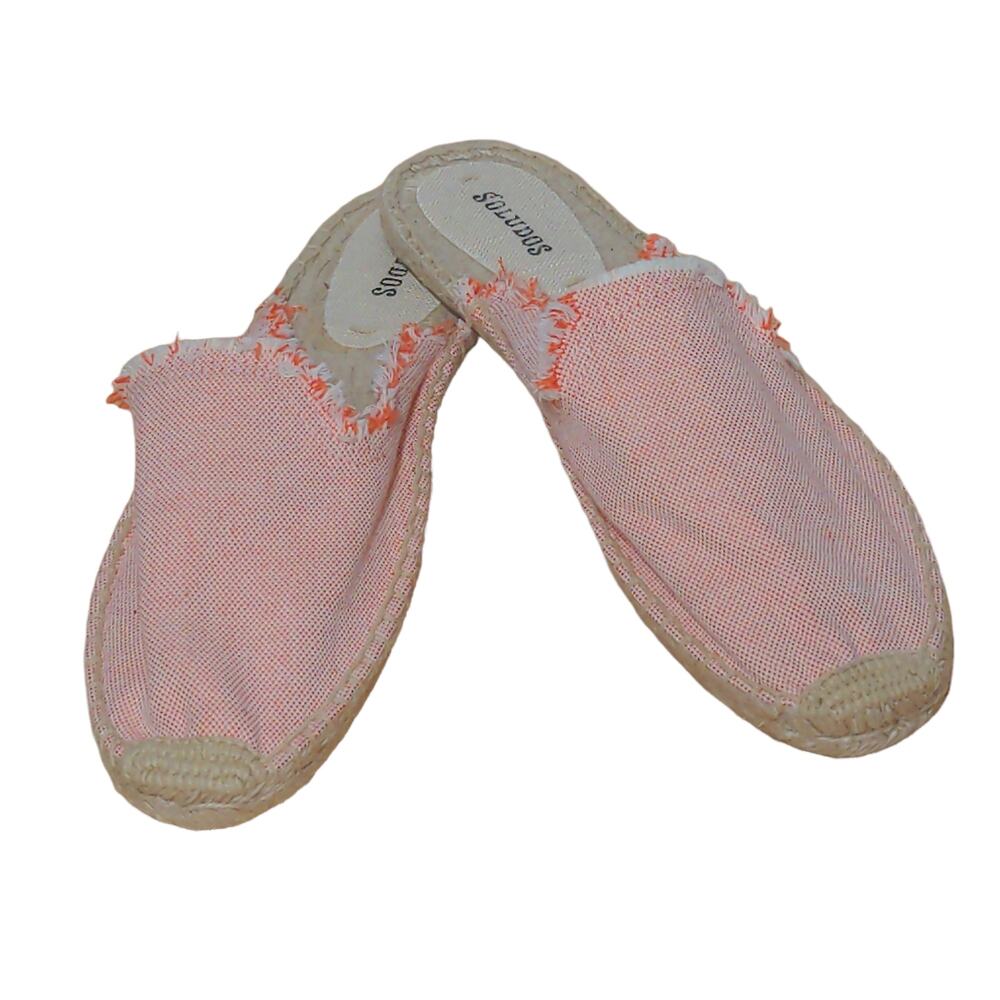 Soludos Red-Orange/White Frayed Mule Espadrille - Size 8.5 (EU 39)